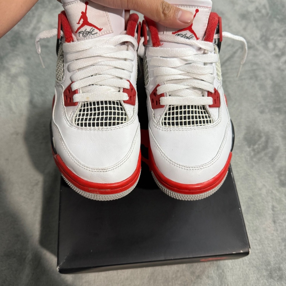Air Jordan 4 Retro GS Fire Red White Black 408452-160 Size 4.5Y Womens 6 OG BOX - Picture 4 of 10